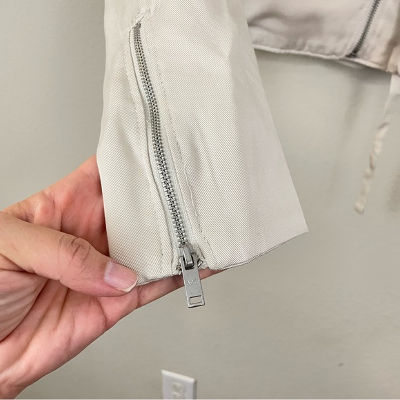 Abercrombie & Fitch Beige Drape Moto Jacket Size Medium - Picture 6 of 8